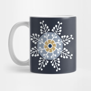 White snowflakes on prussian blue seamless repeat pattern Mug